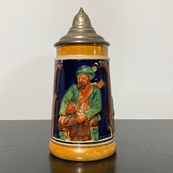 Authentic vintage German beer stein with lid ceramic - Picture 1 of 7
